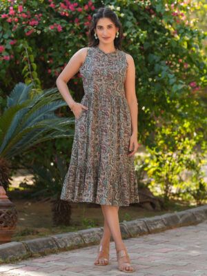 Multi Cotton Paisley Dress
