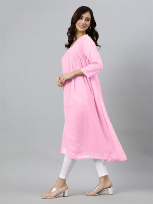 levenderdobby chiffon self design flared kurta
