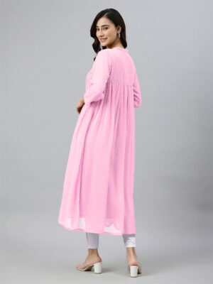 levenderdobby chiffon self design flared kurta