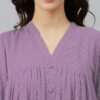 pink dobby chiffon self design flared kurta