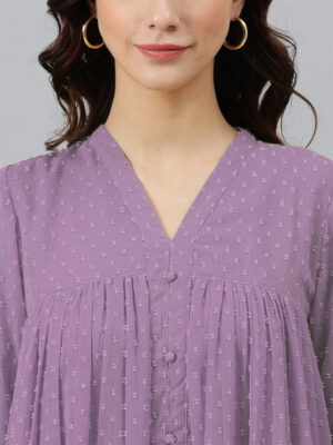 pink dobby chiffon self design flared kurta